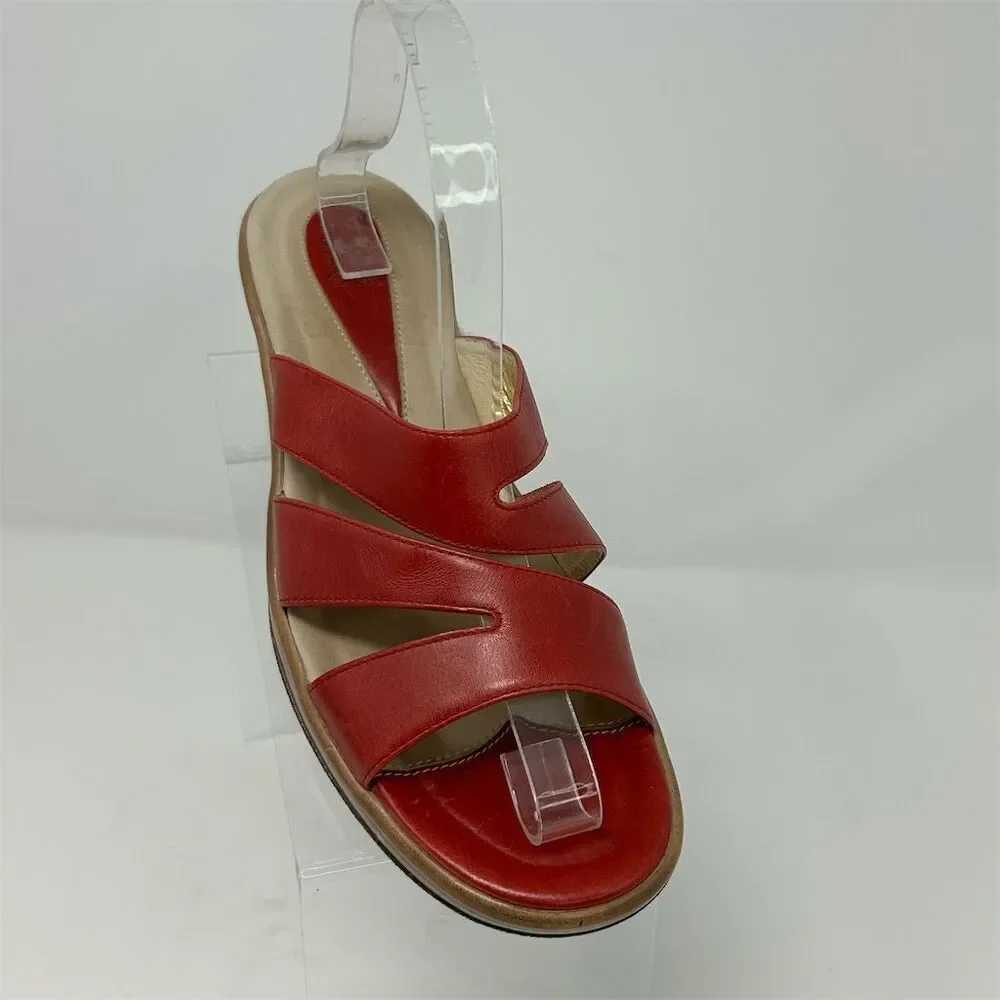 Dansko Red Strappy Leather Wedge Sandals Size 40 (US 9.5-10) Open Toe Casual - Picture 2 of 11